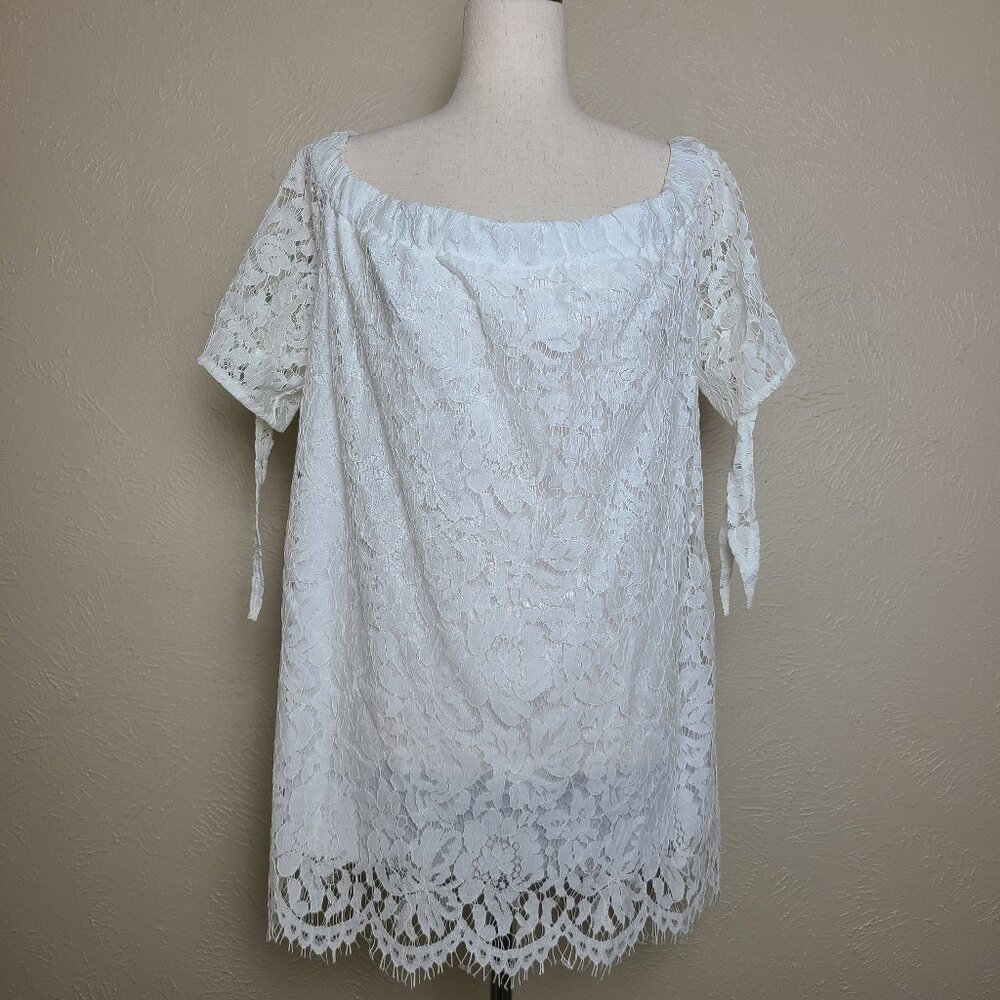 Style Dome Womens Top Blouse Shirt White Lace Size 4XL A493 Summer Beach